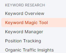 Semrush keyword research tools