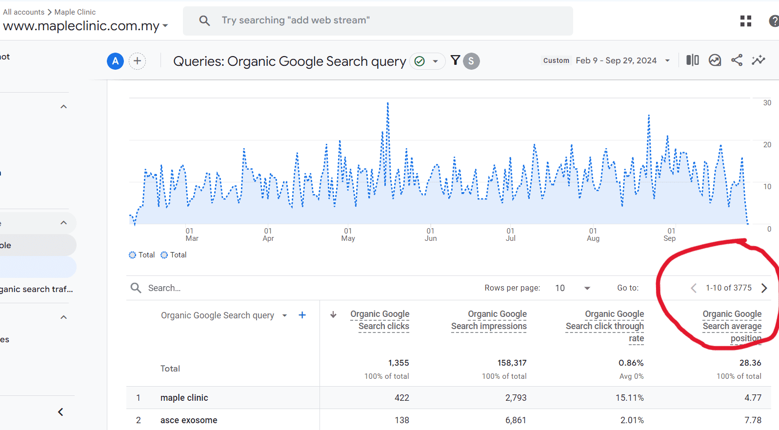 maple keywords rankings