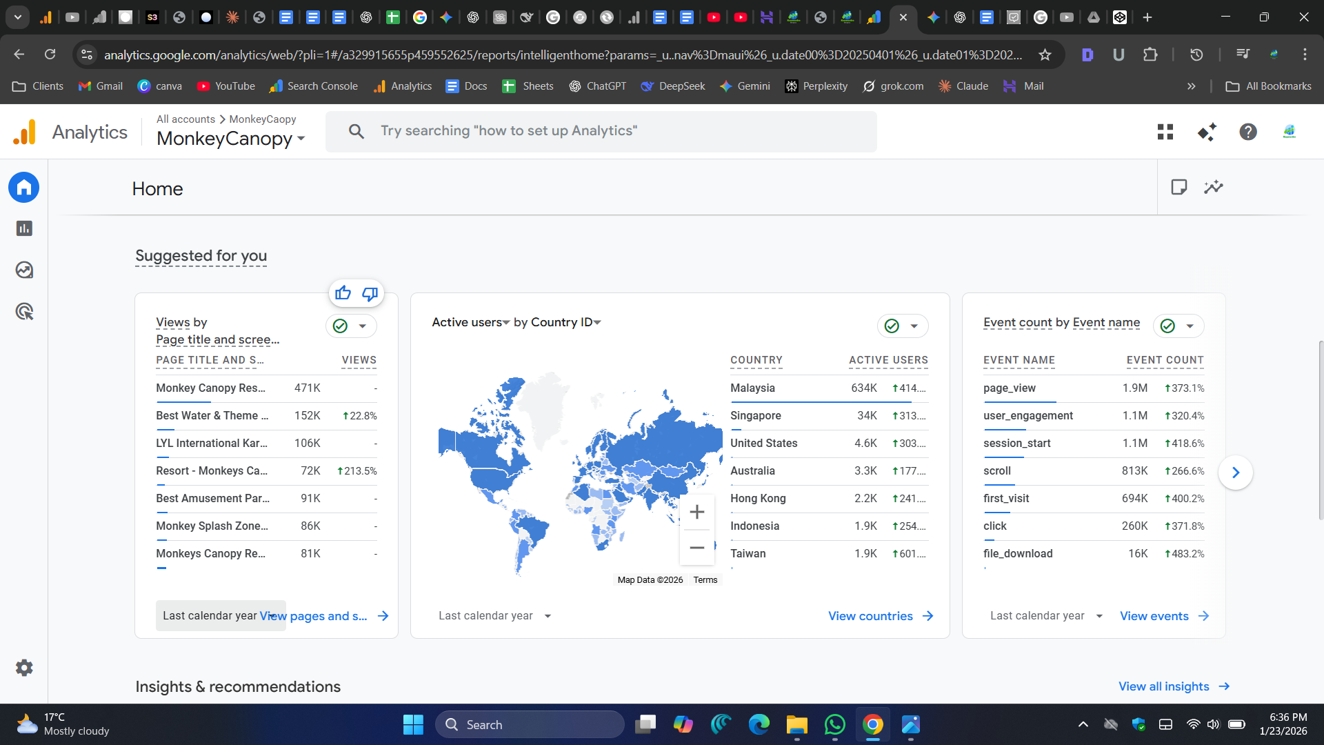 Top Pages and Countries